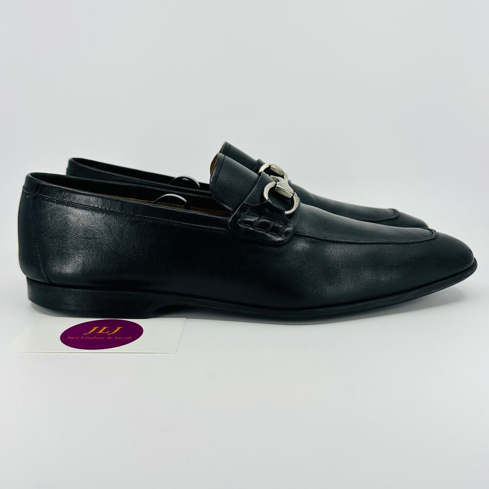 Magnanni Men's Rafa II Black Leather Apron Toe Horsebit Bit Loafers Size 8.5 M
